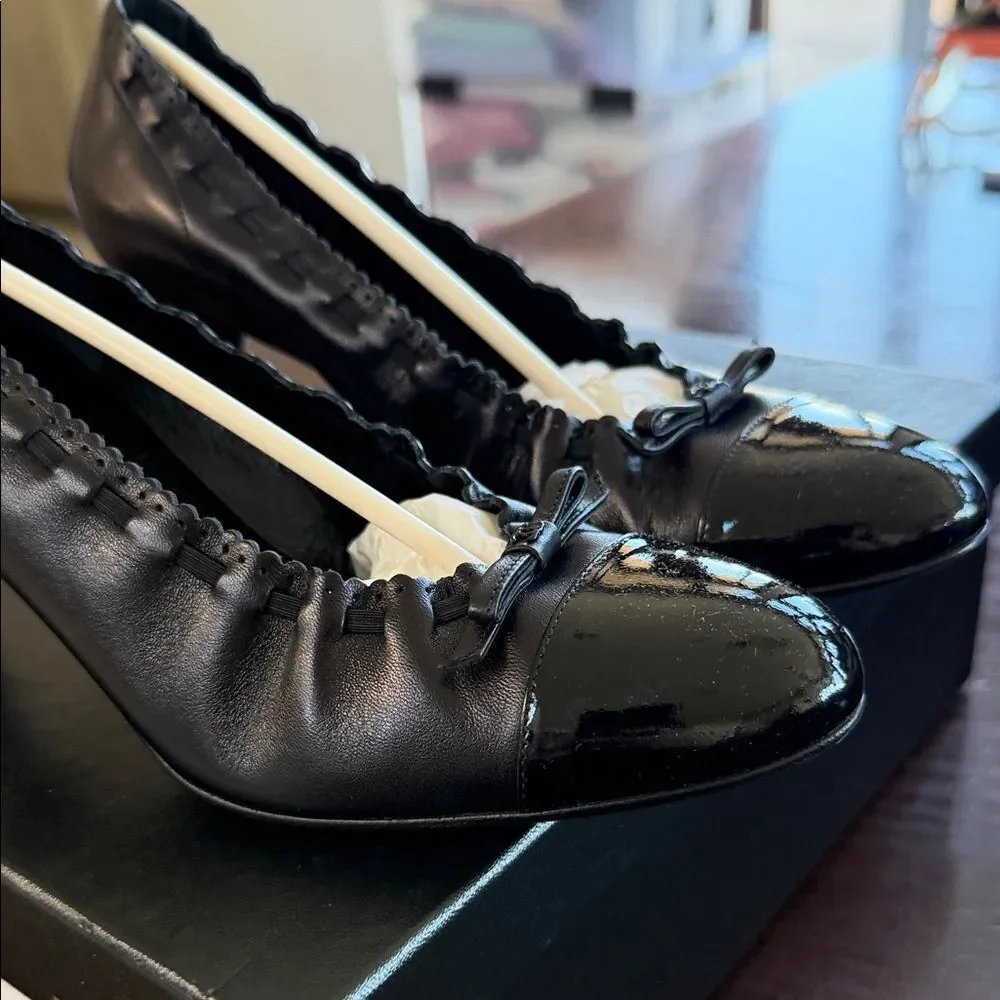 CHANEL Black Patent Leather Heels